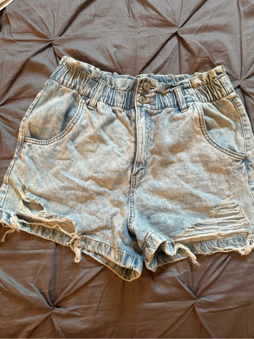 SO Light Wash Distressed Denim Shorts